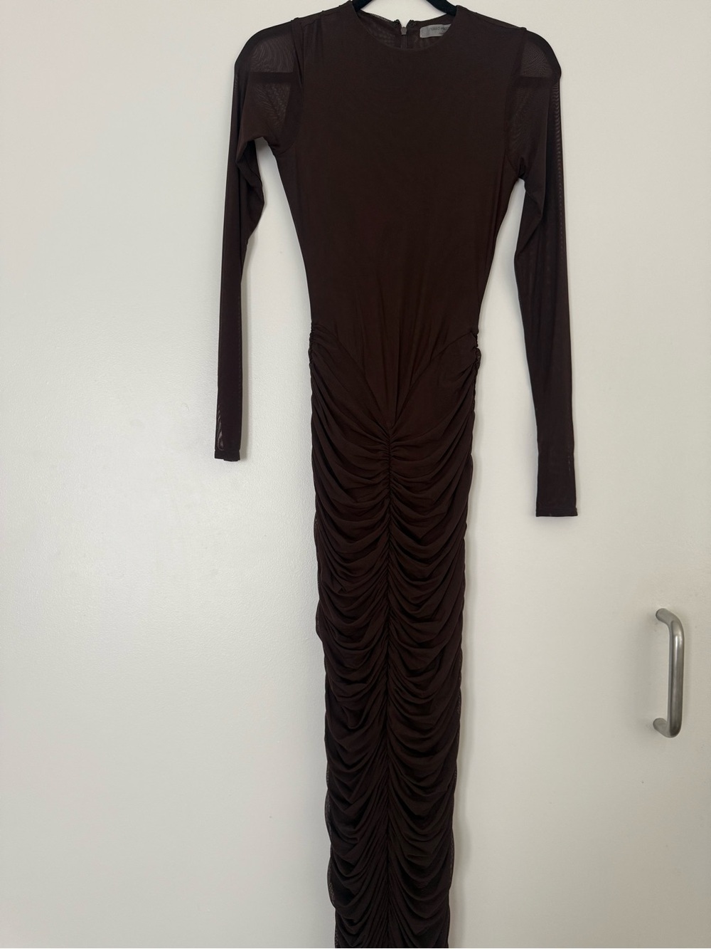 Brown Ruched Bodycon Dress